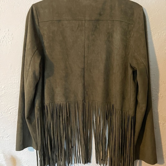 Flying Tomatoe Western olive green jacket with fringe - Picture 4 of 4